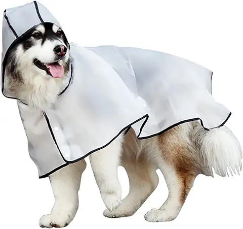 Uktunu Impermeable para Mascotas Chubasquero Transparente Perro Ropa para Mascotas Ajustable a Prueba de Agua Impermeable 100% Chaqueta para Lluvia Medianos Perro de Raza Grande con Capucha 8XL  