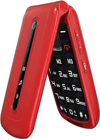 Ukuu Teléfono Móvil para Mayores, Senior Móviles de Teclas Grandes Pantalla de 2,4 Pulgadas (SOS Botón, Doble SIM, Llamada Rápida, Sonido Fuerte de Radio, 900mAh Batería, gsm) - Rojo  