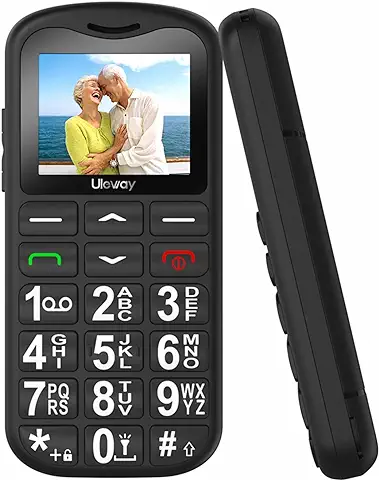 Uleway Teléfono Móvil para Personas Mayores, Dual SIM Telefono Móvil Basico con Teclas Grandes, Alto Volumen, FM Radio, LinternaBotón SOS, Fácil de Usar Senior Teléfonos (Negro-)  