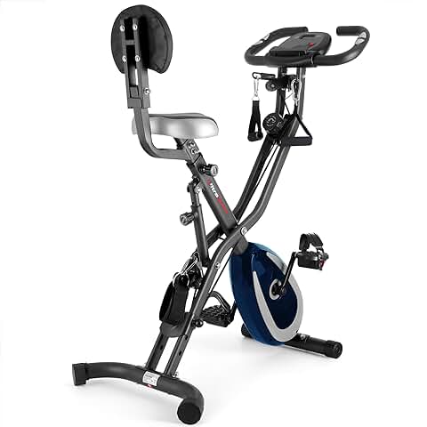 Ultrasport F-Bike/F-Rider Basics, Bicicleta Estática Plegable, Pantalla LCD, Sensores de Pulso Manual, Niveles de Resistencia Ajustables, Fácil de Montar, Ideal para Deportistas y Personas Mayores  