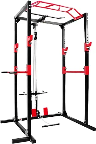 Ultrasport Multifuncional Power Rack, Basic Power Rack, Juego Asas, Compuesto por asa Remo y Cuerda Tríceps Ampliar Variaciones Entrenami, Entrenami icaz Todo el Cuerpo, Gimnasio Casa, Multi-Gimnasio  