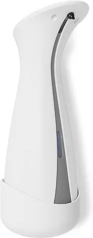 Umbra Otto 250 ml Dispensador Automático de Jabón, Detergente y Desinfectante de Manos con Opción de Montaje en Pared, Blanco/Gris  