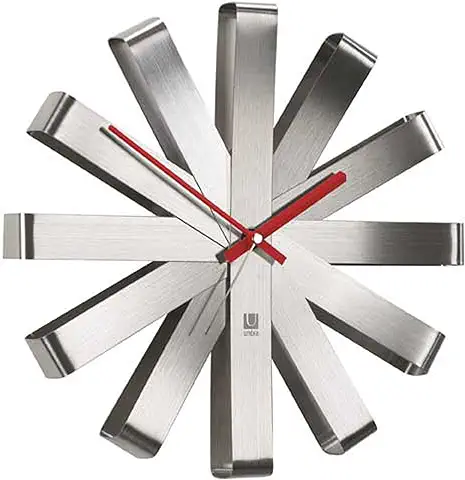 Umbra Ribbon Reloj de Pared Decorativo, Acero, Acero  