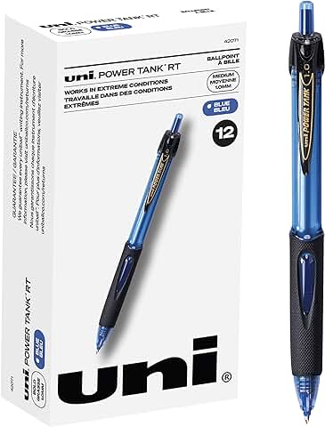 Uni-ball Power Tank - Bolígrafos Retráctiles de Punta Media, 1 mm, Azul, Paquete de 12  