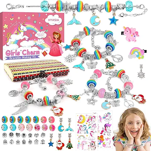 Unicornio Regalos Niñas 5-12 Años Niños, Kit Manualidades Para Hacer Joyas Juegos Pulseras 5+ Años, Calendario Adviento Navidad Originales Juguetes  