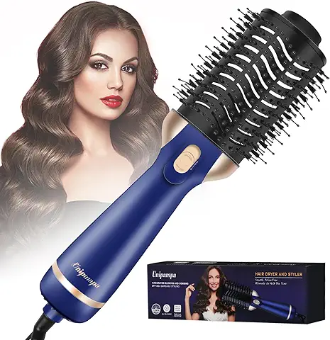 Unipampa Salon One-Step Secador Voluminizador, Cepillo de Aire Caliente, Cepillo Secador de Pelo 1200W, Cepillo Alisador Pelo, 3 Temperaturas 2 Velociades,Para Secar,Alisador,Rizador, Volumen Cabello  