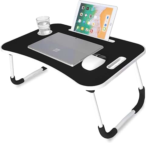 Unycos - Bandeja para Cama, Mesa Plegable de Desayuno, Multiusos, Ideal para Portátil, Ordenador y Libros, Ergonómica, Mesita Auxiliar con Atril para Leer en la Cama, 60x40x26 cm  