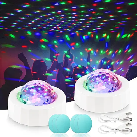 ​URAQT Luces Discoteca para Fiestas, 2 PCS Mini Luces Discoteca, 4 Colores Luces LED Portátiles para Fiestas en el Hogar, USB Luces Bola Discoteca para Fiestas y Decoración Interior del Coche Blanco  