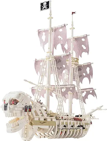 URGEAR Cráneo Barco Pirata Bloques de Construcción Set 1592pcs para Niña Adulto, Ideas Regalo Creativo Gran Barco Juguete Modelo 66*16*56cm, MOC Construir Kit Regalo para Niños 11 12 13 14 Años Edad  