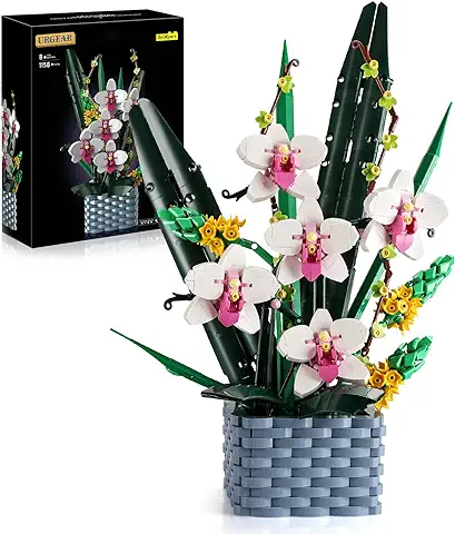 URGEAR Juego Bloques Construcción de Orquídeas - Kit de 1200 Piezas de Ramo de Flores Artificiales, Accesorio de Decoración para el Hogar, Planta Bonsái Ideas Creativas Regalo para Adultos y Niños 14+  