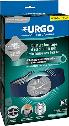 Urgo - Cinturón Lumbar de Electroterapia - Tecnología TENS - Alivio del Dolor Lumbar Causado por Lumbago, Lumbalgia Aguda o Crónica - 1 Cinturón Lumbar, 1 Extensor, 1 Unidad de Control, 3 Pilas  