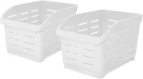 USE FAMILY - Lote 2 Basket o Cestas de Almacenaje Nº2 Blanco - Cesta de Plástico con Ruedas - Cestas de Almacenaje para Armario - Caja para Armario  