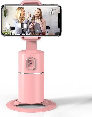 USHINING Soporte de Seguimiento Facial, 360 ° ​Seguimiento Automático, Soporte para Palo de Selfie, No se Requiere App, Soporte para Teléfono para Tiktok, Youtube, Instagram, Facebook Live - Rosado  