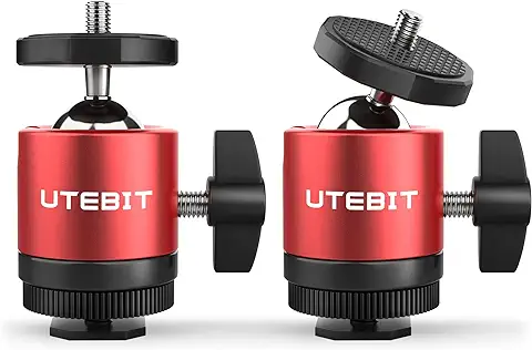 UTEBIT 360 Degree Mini Rótula de Trípode Soporte Cabeza de Bola de Metal con 1/4 "Tornillo Zapata Bola Cabeza Adaptador para DSLR Cámara Videocámara Light Bracket - 2 Piezas  