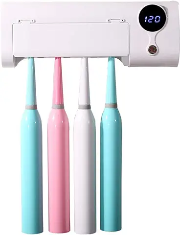 UV Cepillo de Dientes Sanitizer Soporte, Smart Induction UV Electric Cepillo de Dientes Esterilizador, Montaje en Pared Familia Cepillo de Dientes Sanitizers Limpiador Organizador  