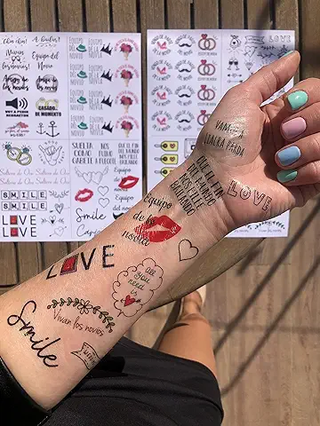 Uvimark - Tatuajes Temporales boda - Más de 100 Tatuajes Temporales para boda - Calcomanías para Bodas con Diseños Variados - Tatuajes para Bodas, Multicolor  