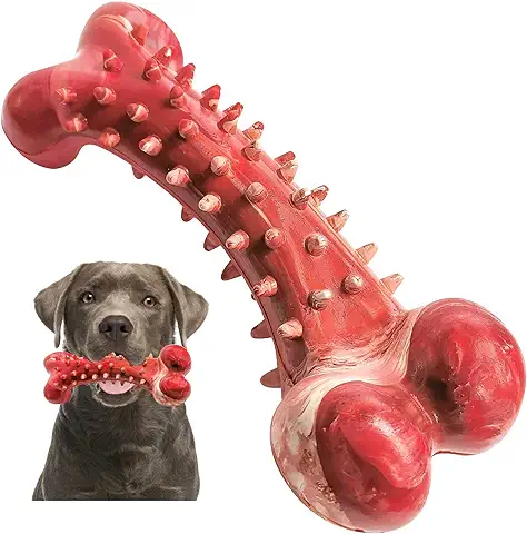 V-HANVER Juguete para Perro, Hueso de Mascar Cepillo de Dientes, Resistente a la Mordedura Palo de Limpieza de Dientes de Goma para Perros Medianos y Grandes, Sabor de Carne  