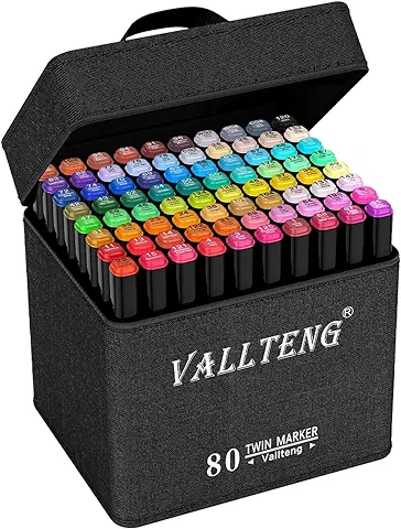 Vallteng 80 Color Rotuladores Arte Dibujo Marcadores Arte Marker Pen Set de Pintura y Dibujo para Niños y Adultos  