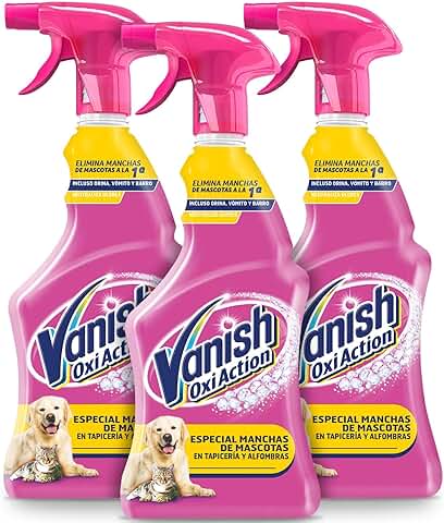 Vanish Oxi Action - Quitamanchas Especial Manchas de Mascota en Alfombras y Tapicerías, Spray, sin Lejía - Pack de 3 x 750 ml  