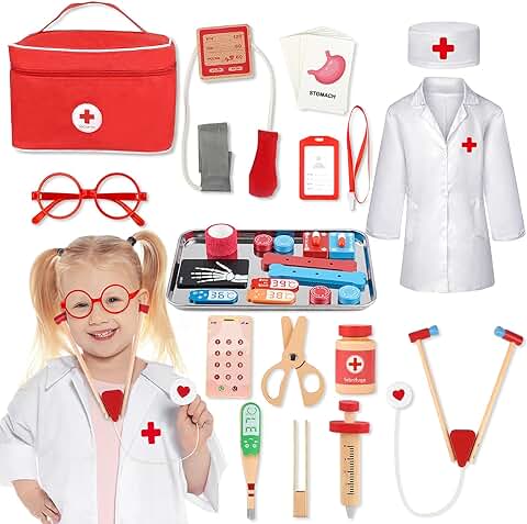 Vanplay Maletin Medicos Juguete Doctora Juguetes Niños 3 Años de rol de Maletín Médico Casa de Juguete Montessori Regalos Niña 3 4 5 6 Años (38 Piezas)  