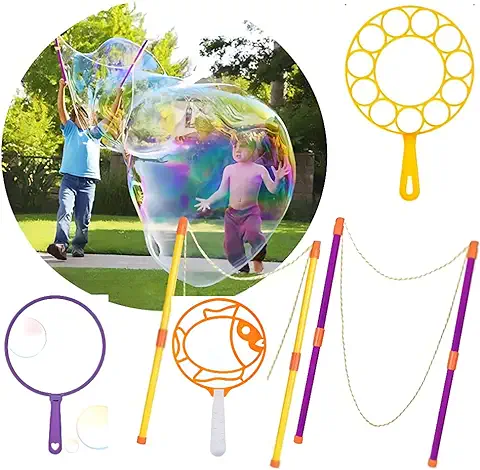 Varita de Burbujas Varita,Pistola de Burbujas,6 Piezas Kit de Varita de Burbujas,Gigantes de Jabón Burbujas,Burbujas de Jabón Kit para Actividades al Aire Libre en Verano,Burbuja Juguetes para Niños  