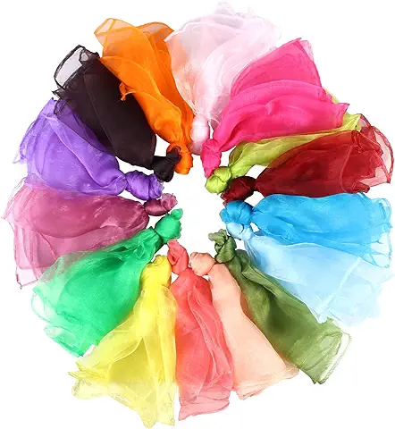 Vegena 30 Paños de gasa para Niños para Herramientas Sensoriales, Bailar, Malabares, Espectáculo de Guardería, Paños de Colores en 15 Colores, 60 cm  