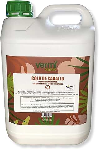 VERMIORGANIC | Fungicida Plantas Bioestimulante | Fungicida Cola de Caballo Ecológico, 5L | Preventivo y Curativo de Enfermedades Fúngicas | Mejora la Salud y Vitalidad de Las Plantas  