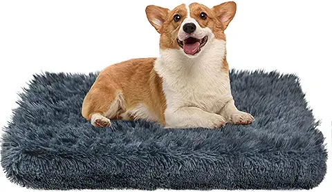 VERTUPET Cama Ortopédica de Espuma Viscoelástica para Perro, Sofá de Felpa Mediana y Larga, Antiansiedad, Colchón Calmante con Funda Extraíble Lavable, Parte Inferior Antideslizante, Cojín de Almohada  