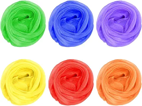 Vesaneae 6 Piezas Bufandas de Baile Multicolor, Bufandas Cuadrada de Baile Malabares, Pañuelos Colores para Niños, Bufandas para Danzas Mágicas, Decorativa, Espectáculos y Actos, 60 x 60 cm  