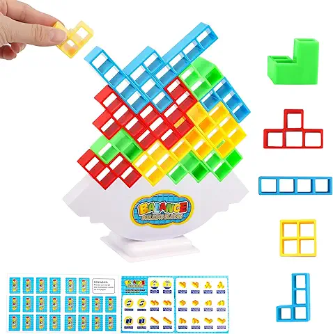 VFANDV Tetra Tower Balance Game, 16 Piezas Tetris Tower Juego de Bloques Apilables Tower Balance Juguetes Educativos Juguetes Apilables de Equilibrio para Regalo Niño 3+ Años  