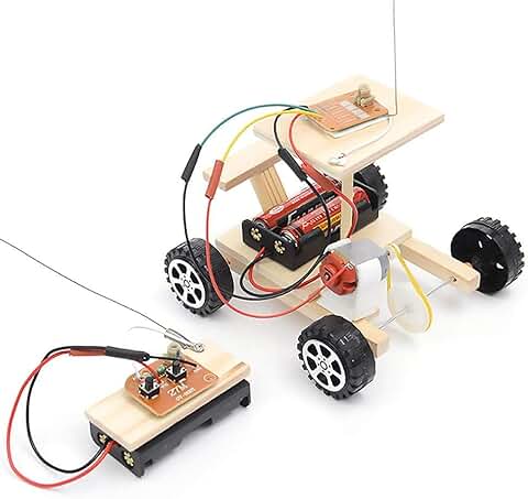 VGBEY Coche Modelo de DIY, Juego Educativo Hecho En Casa del Juguete del Vehículo Modelo Casero Hecho En Casa de Control Remoto de Madera Inalámbrico  