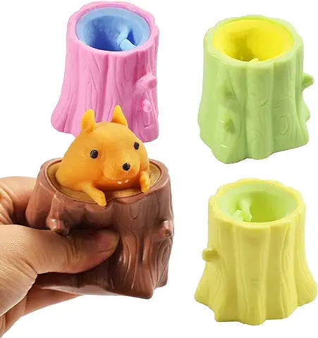 Vibbang 4 Piezas Ardilla Sensory Fidget Toy, Squishy Ardilla Bola Antiestrés Squeeze Ball Juguetes de Descompresión Bolas de Estrés Aliviar la Ansiedad para Niños y Adultos de Juguetes para Apretar  