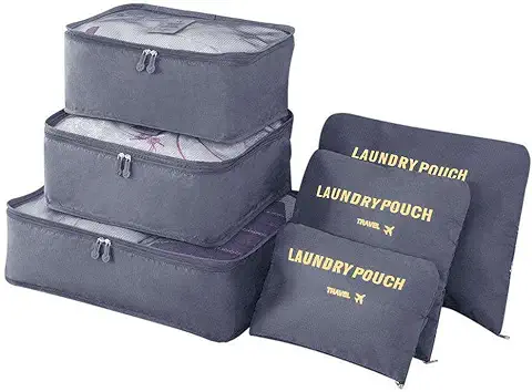 Vicloon Organizador de Equipaje, 6 en 1 Set de Organizadores de Viajes, Impermeable Organizador de Maleta Bolsa Incluir 3 * Cubos del Embalaje del Recorrido y 3 * Bolsos de la Compresión  