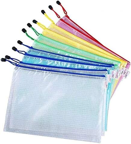 Vicloon Bolsa de Archivo de Cremallera,A4 Bolsa de Documentos de Malla Bolsa de Archivo Bolsas de Cremallera de Almacenamiento para Cosméticos Suministros de Oficina Accesorios -10 Pcs  