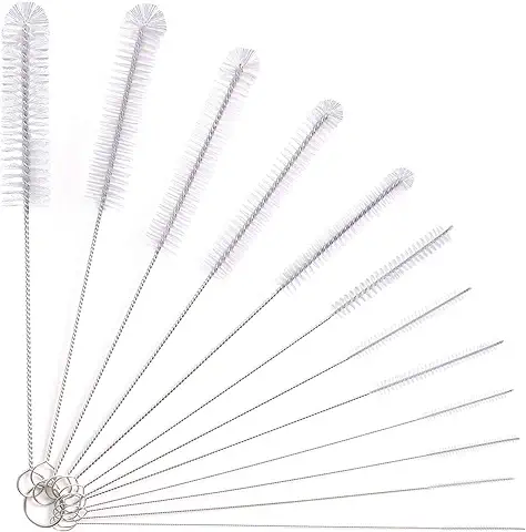 Vicloon Conjunto de 12 Piezas Botella de Limpieza Cepillos, 21cm de Largo Nylon Cepillos de Botella, Tubo Limpieza del Sistema de Cepillo para Pajita, Botella, Tetera, Copa - Blanco  