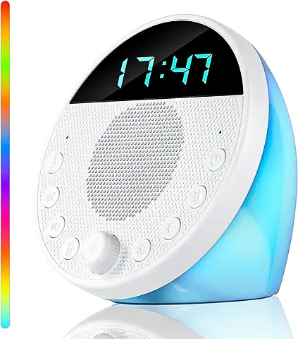 Vicloon Máquina de Ruido Blanco con 18 Sonidos Relajantes y Luz Noche de 7 Colores, Música para Dormir con Temporizador y Terapia Tonos, Máquina Ruido Blanco Batería Recargable  