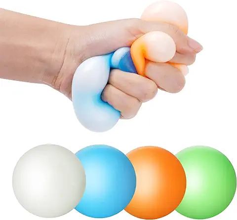 Vicloon Pelotas de Descompresión, 4PCS Pelotas Adhesivas Fluorescentes, Pelotas de Descompresión Brillantes, Juguetes de Descompresión Adecuados para Adultos y Niños para Aliviar la Ansiedad  