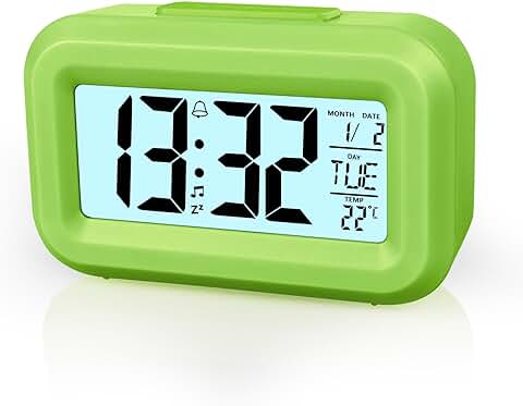 Vicloon Reloj de Cabecera,Reloj Despertador Digital de 12/24 Horas con Retroiluminación LCD,Inteligente Reloj Despertador Digital para Dormitorio,Oficina,Viaje  