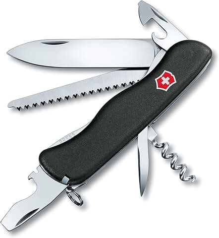 Victorinox Forester Navaja con 12 funciones, Incluyendo Sierra para Madera y Platinas Bloqueables, de Color Negro  