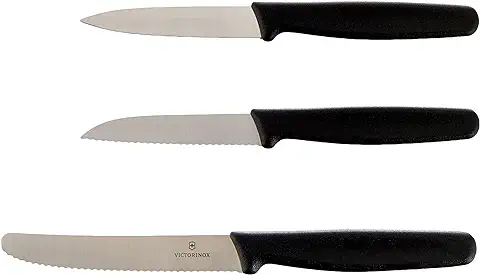 Victorinox Juego de Cuchillos para Verdura, 3 Piezas, Color Negro  