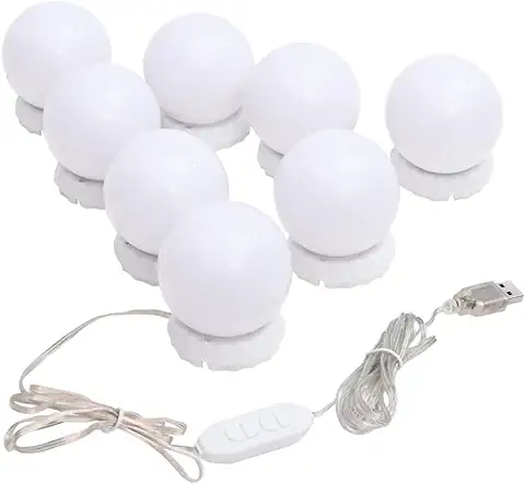 VidaXL Luz de Espejo con 8 Bombillas LED Maquillaje Cosmético Tocador Vestidor Peluquería Dormitorio Baño Inodoro Blanco Cálido y Blanco Frío  