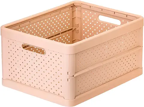 VIGAR - Caja de Almacenaje - Plegable - 36 x 23 x 19 cm - Accesorio Organizador Armario - Hecha de Plástico - Cesta de Ropa, Zapatos o Juguetes - Rosa  