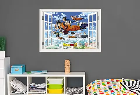 Vinilo de Pared Efecto Ventana Dragon Ball Super Conjunto de Personajes Producto Oficial PVC | 130x91cm | Producto Original | Vinilo Adhesivo | Pegatina de Pared | Decoración Hogar | Dragon Ball Super  