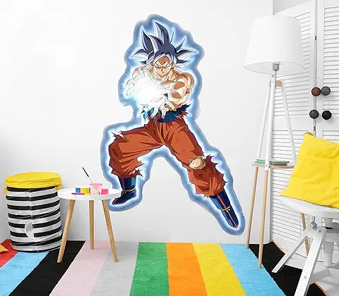 Vinilo de Pared Tamaño Real Dragon Ball Super Goku Ultra Instinto Onda Vital Producto Oficial | 72x110 cm |Vinilo para Paredes | Producto Original | Vinilo Adhesivo | Mural | Decoración Hogar | DBS  