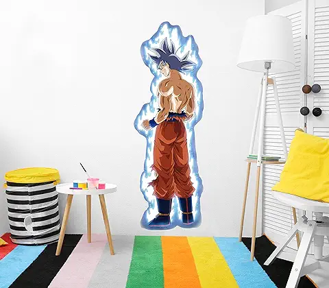 Vinilo de Pared Tamaño Real Dragon Ball Super Goku Ultra Instinto Producto Oficial | 37x110 cm |Vinilo para Paredes | Producto Original | Vinilo Adhesivo | Mural | Decoración Hogar | DBS  