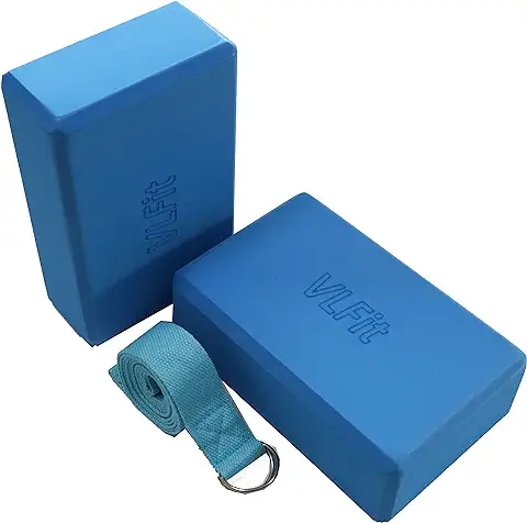 VLFit de 2 Bloques de yoga y 1 Correa para Yoga,Bloque De Espuma Eva De Alta Densidad Yoga Block Pilates Accesorios Yoga para Pilates Y Ejercicios De Yoga  