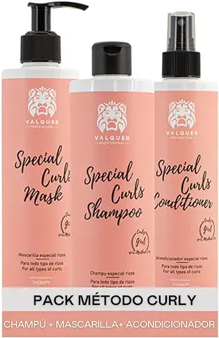 Válquer Profesional Pack Método Curly Champú 400 ml + Mascarilla 290 ml + Acondicionador 300 ml Especial Rizos Perfectos, Cabellos Rizados, Sin Sulfatos, Sin Sal. Hasta 96% Origen Natural  