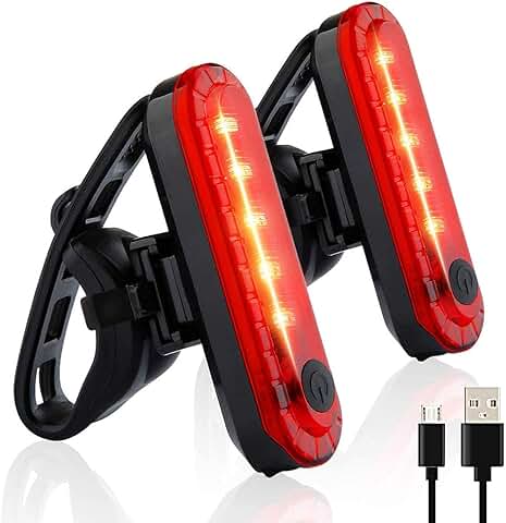 Volcano Eye Luz Trasera de Bicicleta (2 Pcs), Luz de Destello de Seguridad USB Recargable Ultra Brillante LED Rojo Fácil de Instalar de Alta Intensidad para Bici de Carretera, Cascos  