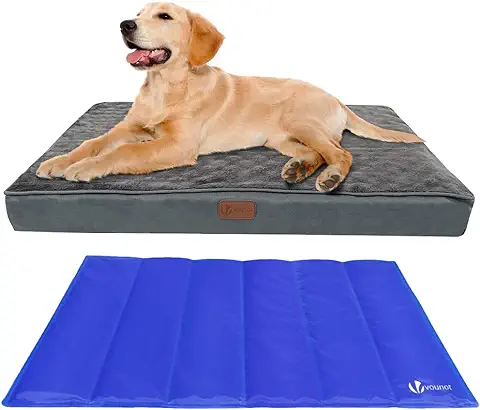 VOUNOT Cama Perro Ortopédica con Alfombrilla Refrescante de Gel, Colchón Mascotas Cojines para Perros Espuma con Memoria Funda Extraíble Lavable, 76x51x9cm  