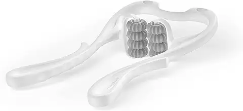 VOYOR Masajeador de Cuello Manual, Masajeador Cervical y Espalda con 8 Rodillos, Masaje Muscular Tejido Profundo Punto de Presión para Alivio del Dolor de Cuello, Portátil y Ergonómico MS410 (Blanco)  